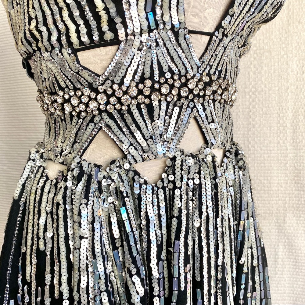 Vintage Y2K 2/4 Silk Sexy Embellished Party Dress - Picture 3 of 8